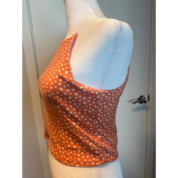 Gaze Orange Floral Knit Halter Top | Size S | Made in Mexico - Picture 3 of 4